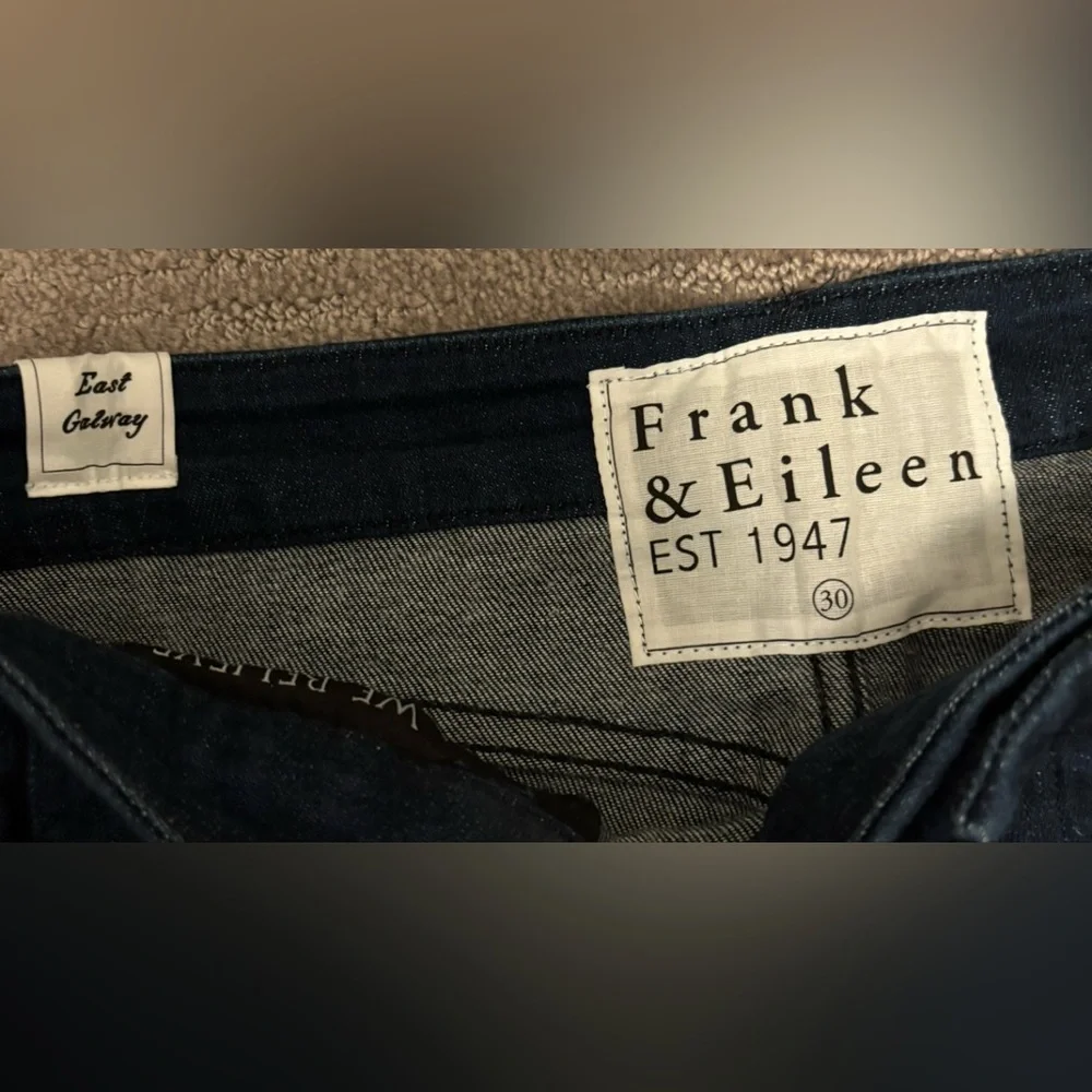 Frank & Eileen Italian East Galway Wide Leg Raw Hem Jeans Dark Wash Size 30 - Picture 3 of 10